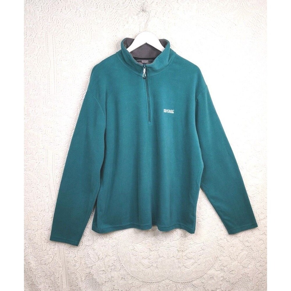 REGATTA Green Long Sleeve Fleece 1/2 Zip Polo Jersey Men's Size XXL